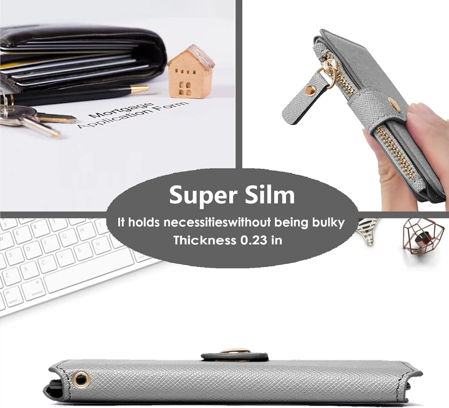 Keychain wallet, Rfid Blocking Credit Card Holder Leather, Zipper Card Case for Women