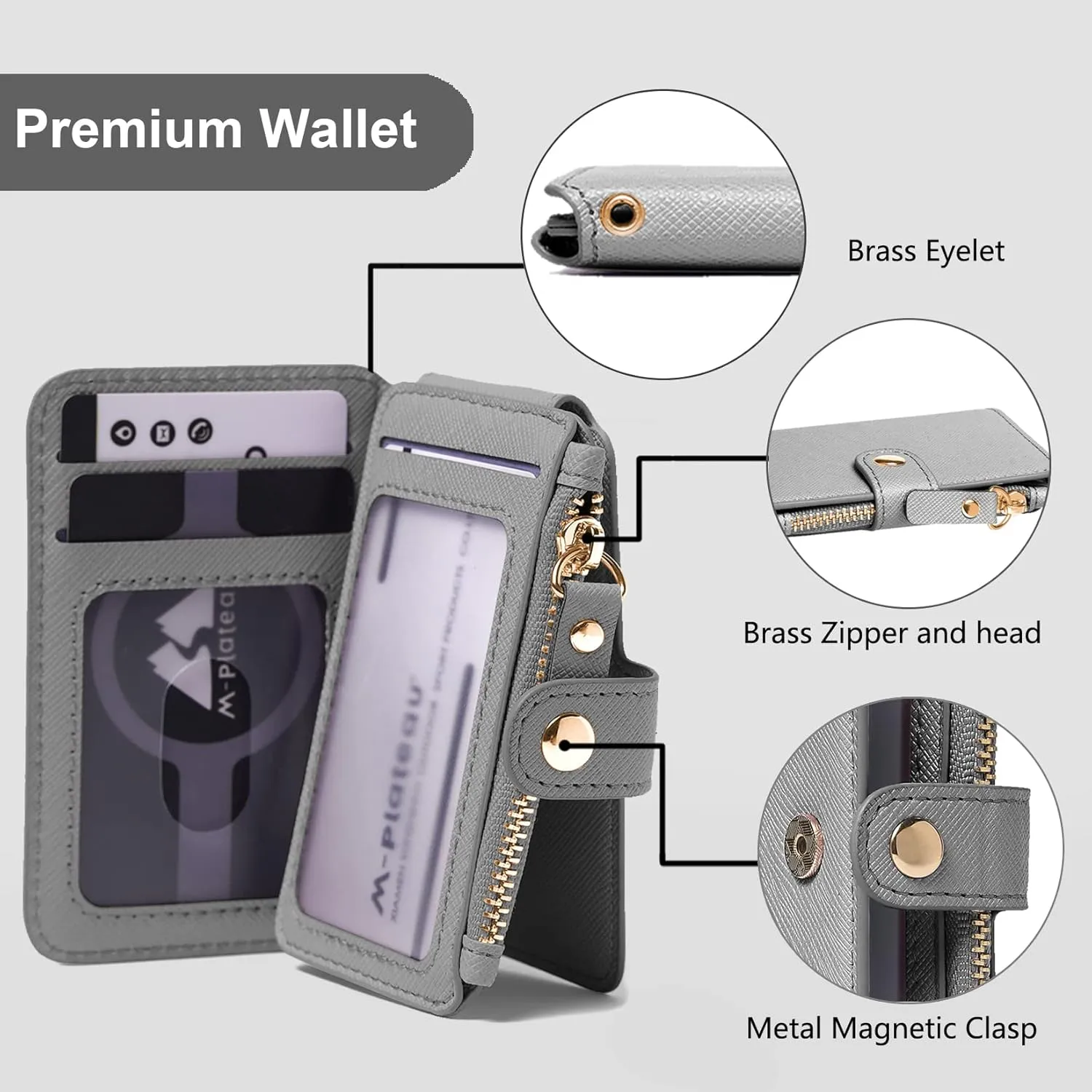 Keychain wallet, Rfid Blocking Credit Card Holder Leather, Zipper Card Case for Women