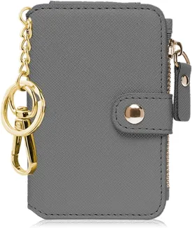 Keychain wallet, Rfid Blocking Credit Card Holder Leather, Zipper Card Case for Women