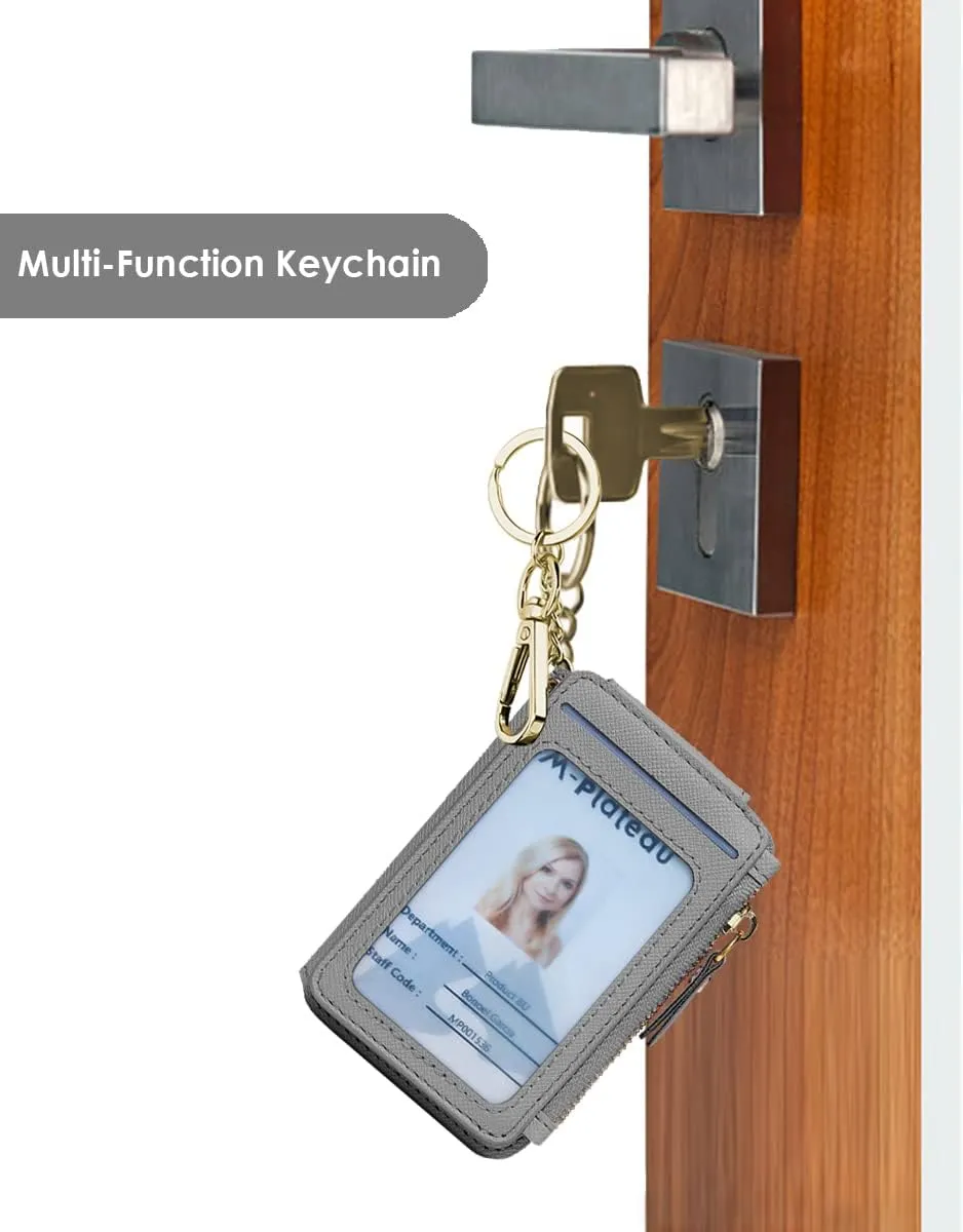 Keychain wallet, Rfid Blocking Credit Card Holder Leather, Zipper Card Case for Women