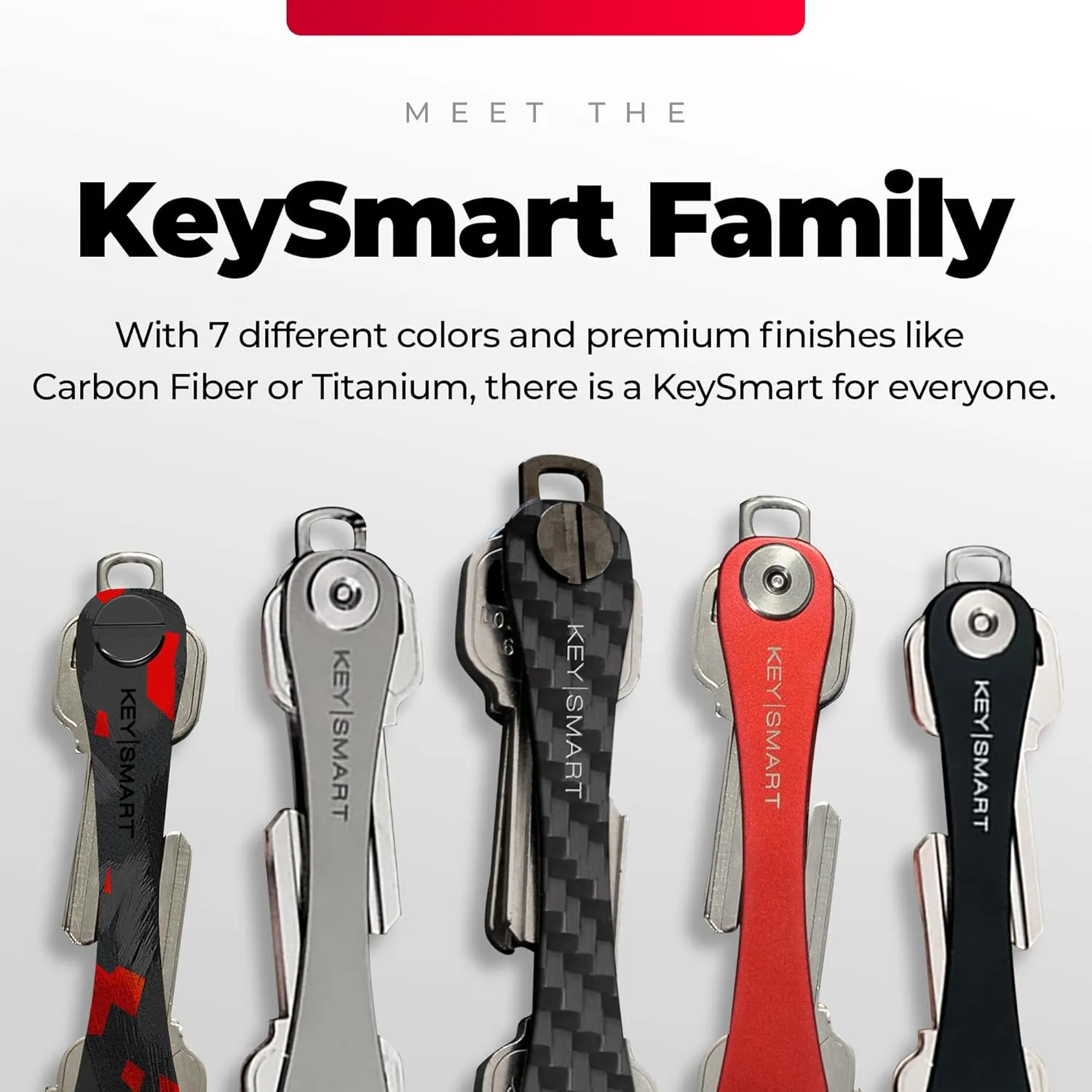 KEYSMART Key Holder for Keychain - Compact Key Organizer for Key Chain, Minimalist Clutter-Free EDC Keychains, Key Ring for Car Fobs Key Chains, Expandable (Up to 14 Keys, Carbon Fiber 3k)