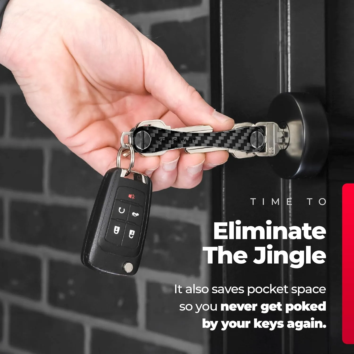 KEYSMART Key Holder for Keychain - Compact Key Organizer for Key Chain, Minimalist Clutter-Free EDC Keychains, Key Ring for Car Fobs Key Chains, Expandable (Up to 14 Keys, Carbon Fiber 3k)