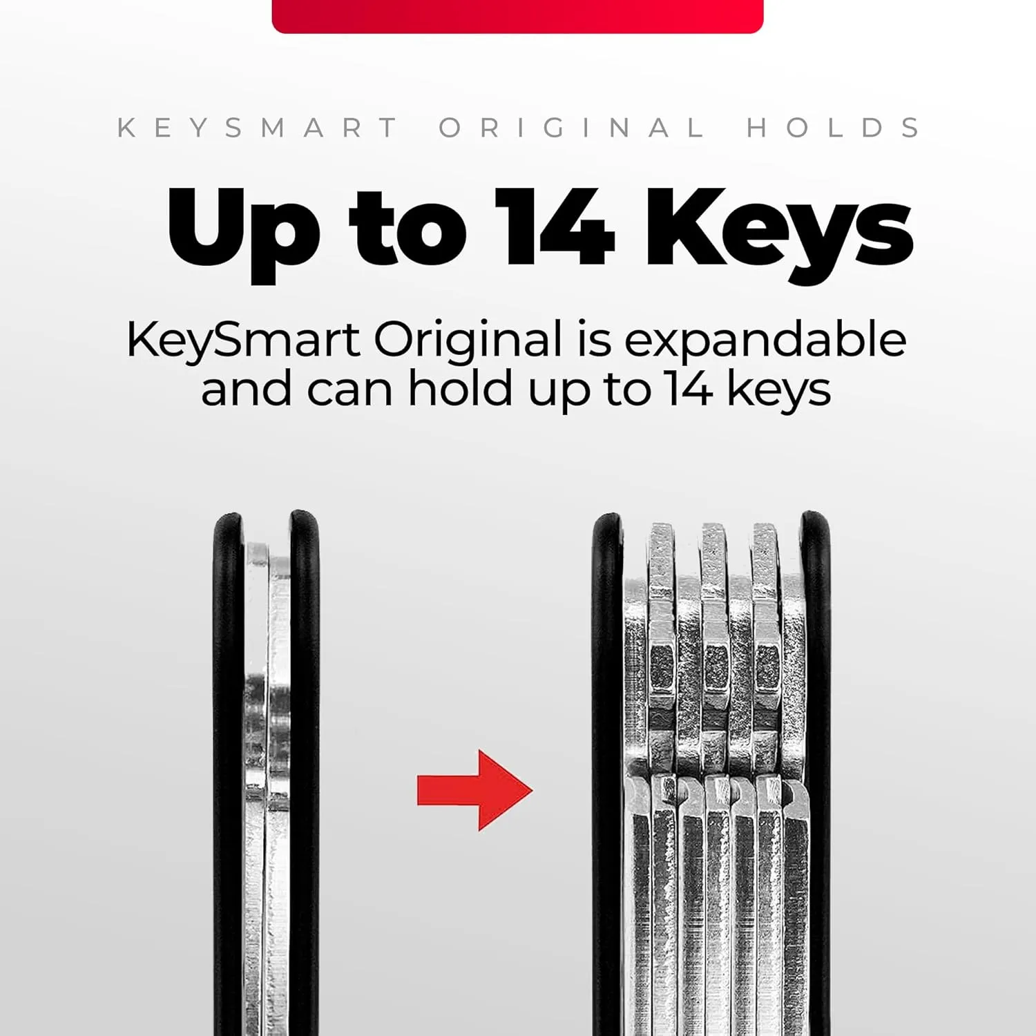 KEYSMART Key Holder for Keychain - Compact Key Organizer for Key Chain, Minimalist Clutter-Free EDC Keychains, Key Ring for Car Fobs Key Chains, Expandable (Up to 14 Keys, Carbon Fiber 3k)