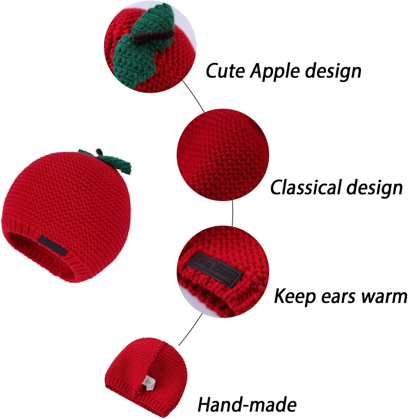 LANGZHEN Winter Warm Knitted Baby Hats for Girls Pom Pom Kid Toddler Boys Beanies Cap with Fleece Lining