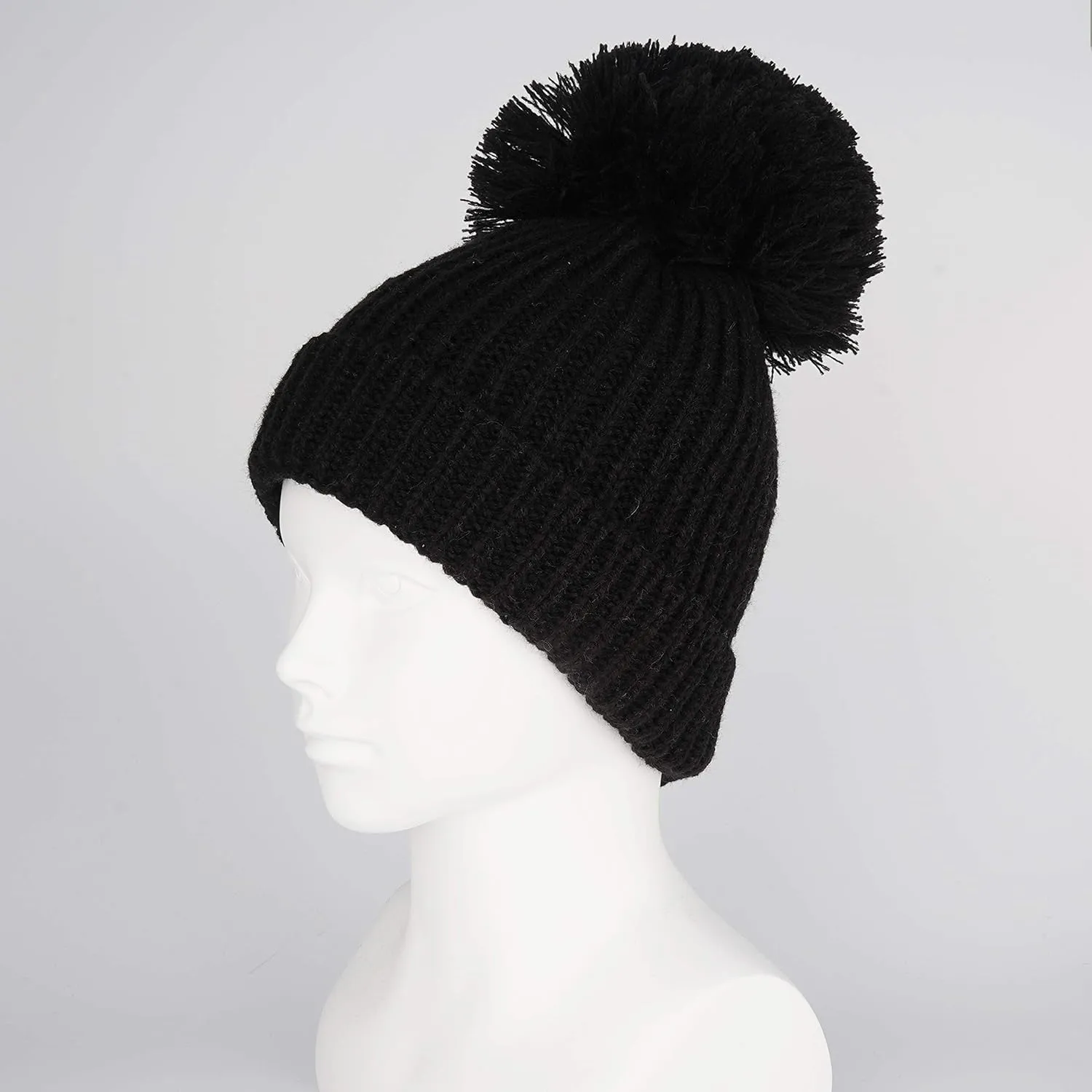 LANGZHEN Winter Warm Knitted Baby Hats for Girls Pom Pom Kid Toddler Boys Beanies Cap with Fleece Lining