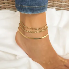 LAYERED CHAIN ANKLETS SET