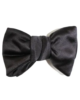 Le Noeud Papillon Black Satin Silk Bow Tie - Luxury Self Tie Bow Tie