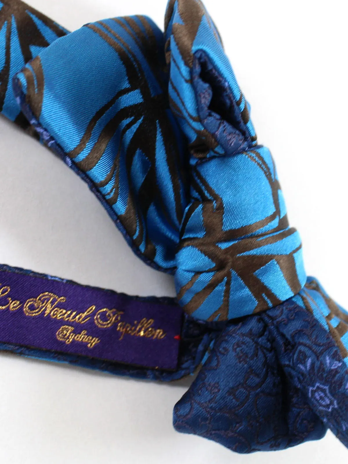 Le Noeud Papillon Silk Bow Tie Royal Blue Dark Brown - Self Tie FINAL SALE