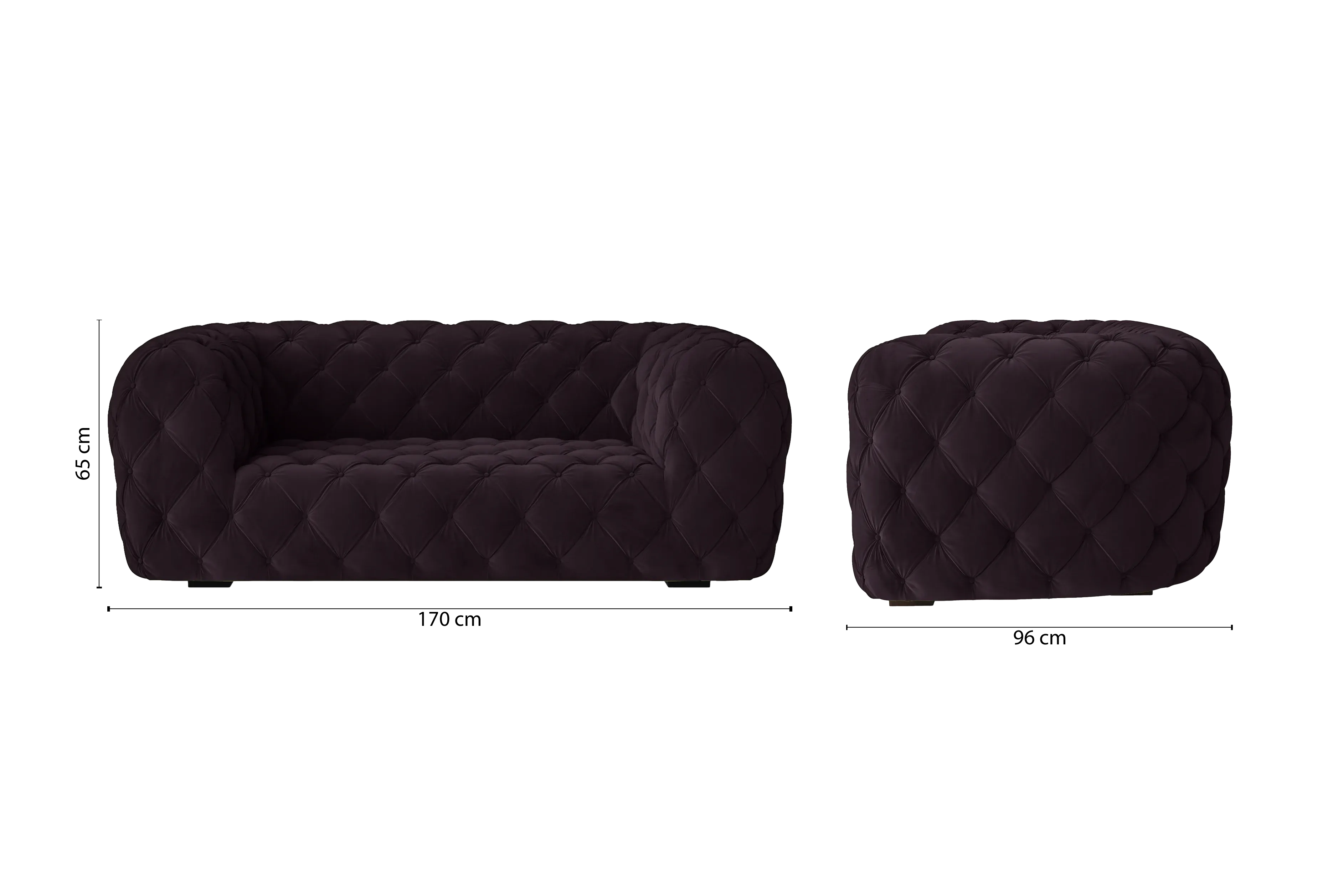 Lecce 2 Seater Sofa Purple Velvet