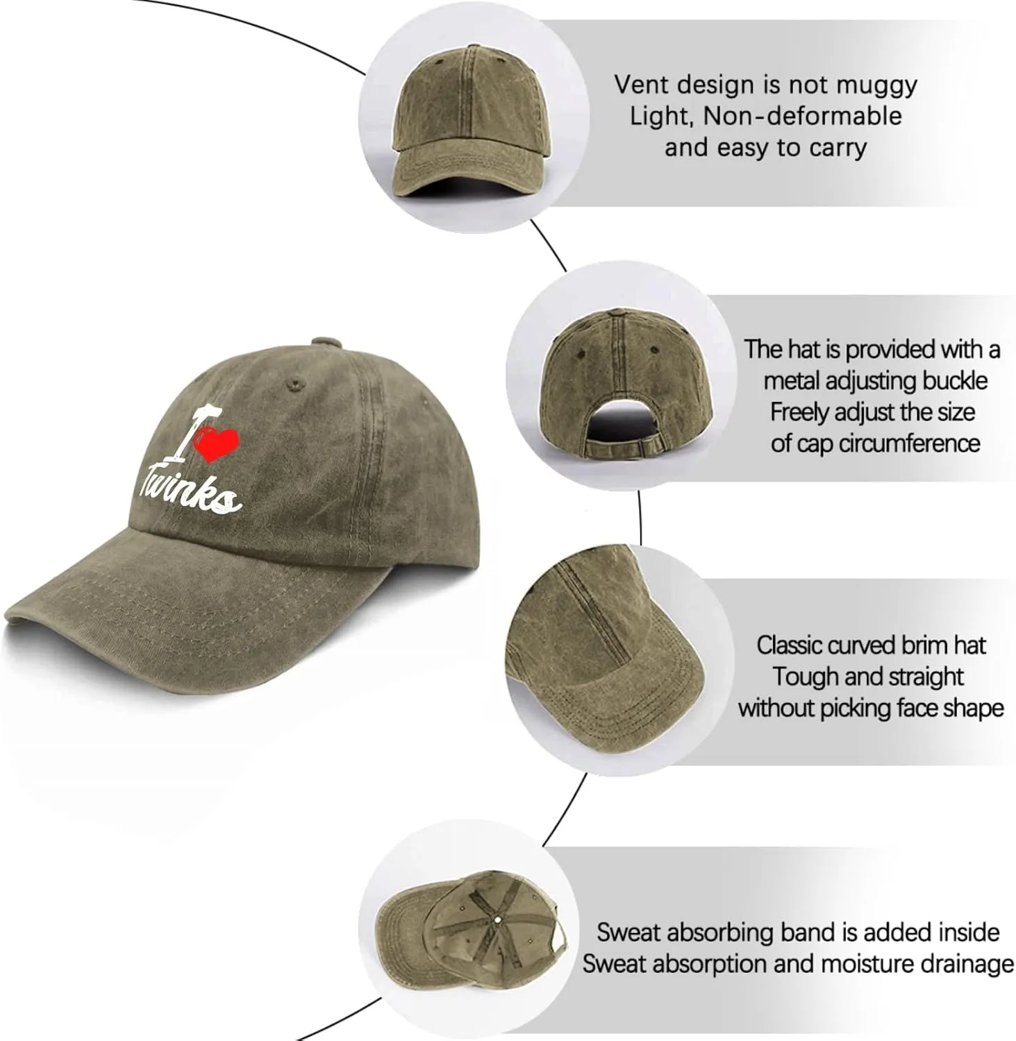 LGBT Hat I Love Twinks Hats and Gifts Cute Hats & Funny Hunting Hats and Funny Summer Hats and Funny