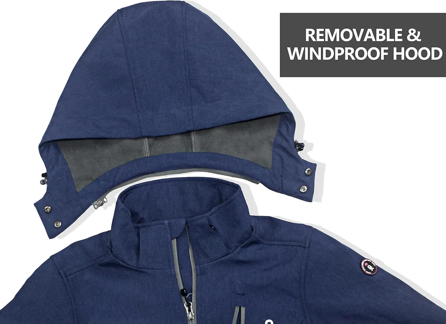 Little Donkey Andy Men's Softshell Jacket Ski Jacket with Removable Hood, Fleece Lined