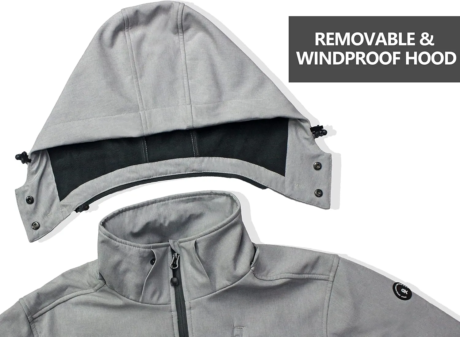 Little Donkey Andy Men's Softshell Jacket Ski Jacket with Removable Hood, Fleece Lined