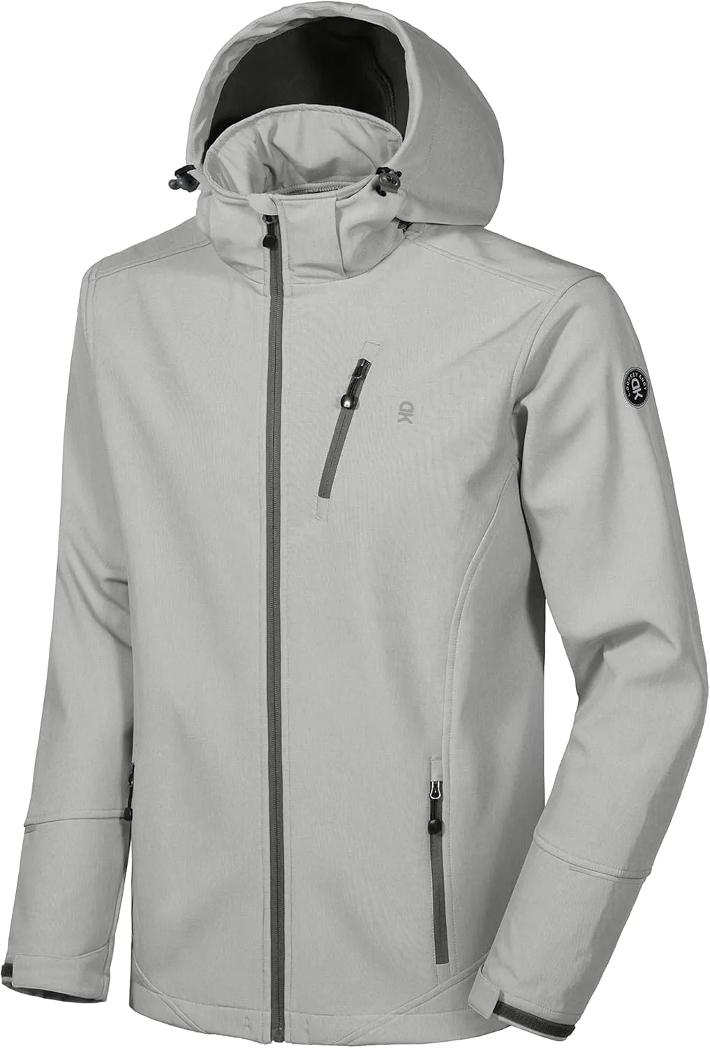 Little Donkey Andy Men's Softshell Jacket Ski Jacket with Removable Hood, Fleece Lined