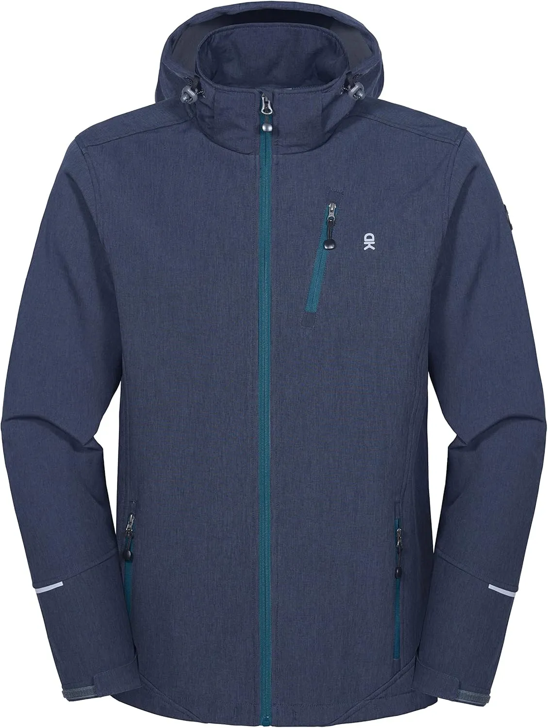 Little Donkey Andy Men's Softshell Jacket Ski Jacket with Removable Hood, Fleece Lined