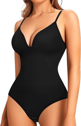 LODAY Shapewear Bodysuits for Women Deep V Neck Body Suit with Built in Bra