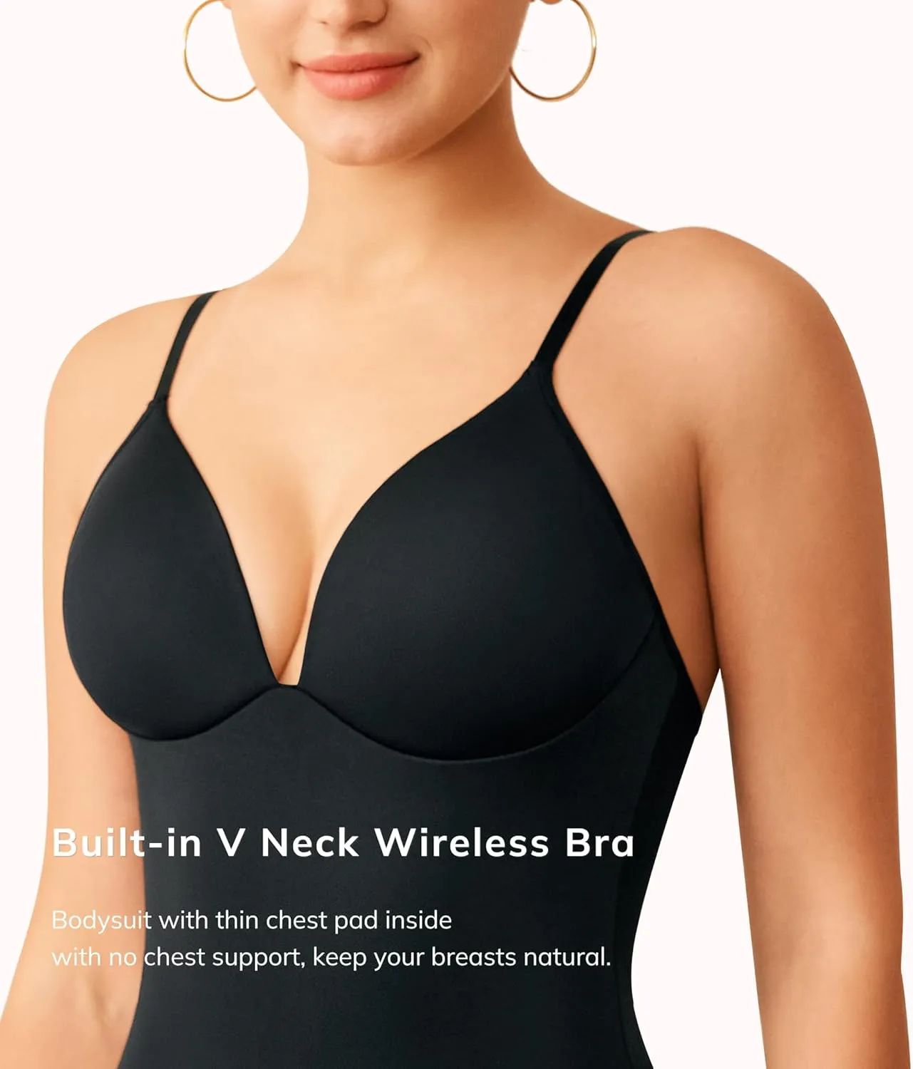 LODAY Shapewear Bodysuits for Women Deep V Neck Body Suit with Built in Bra