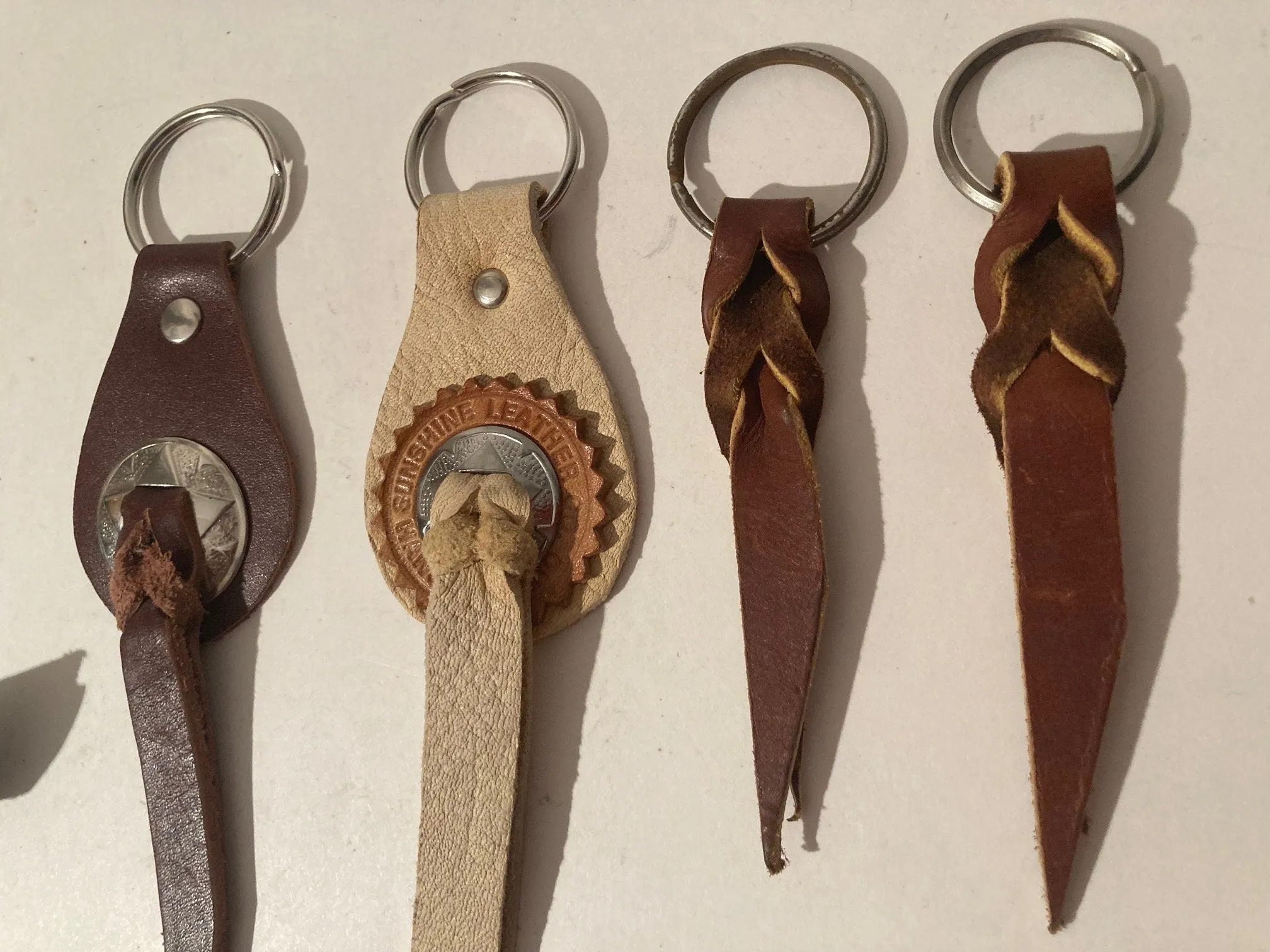 Lot of 17 Vintage Nice Leather Western Style Keychains, Conchos, Keys, Nice Leather, Fun, Cowboy, Cowgirl, Free Shipping in the U.S.