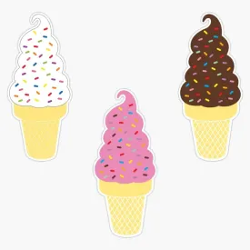 Magnet Ice Cream Cone Set Viny Magnetic Bumper Sticker 5"