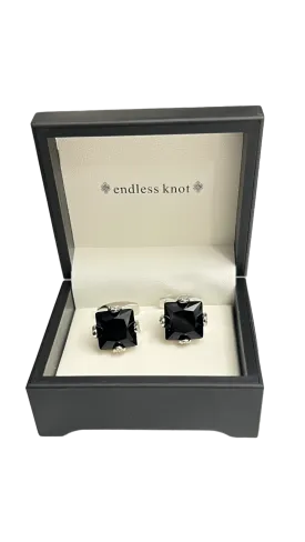 Men's black diamonds cufflinks sliver stainless steel