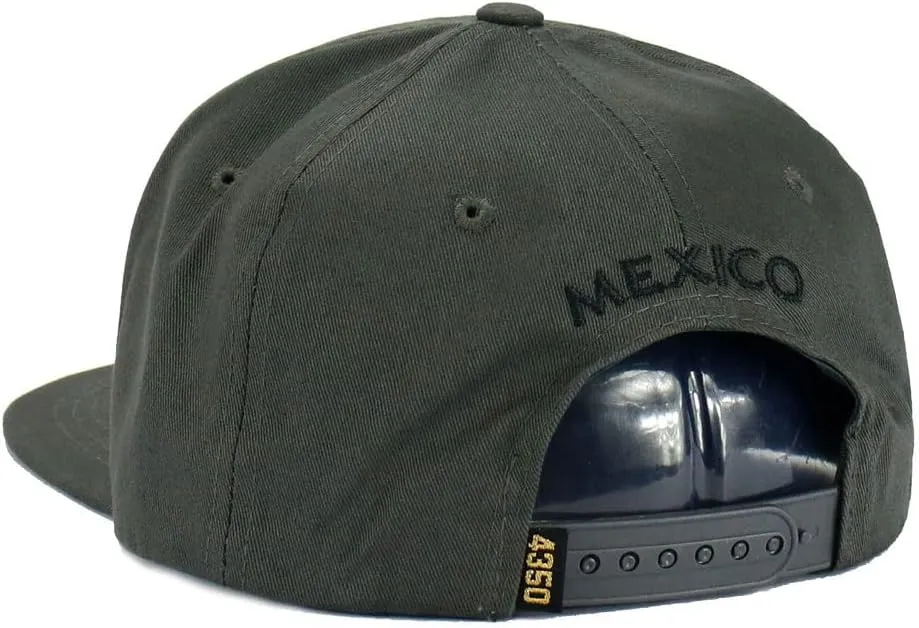 Mexico Hat Metallic Golden Federal Logo Mexican Eagle Aguila Snapback Flat Bill Baseball Cap
