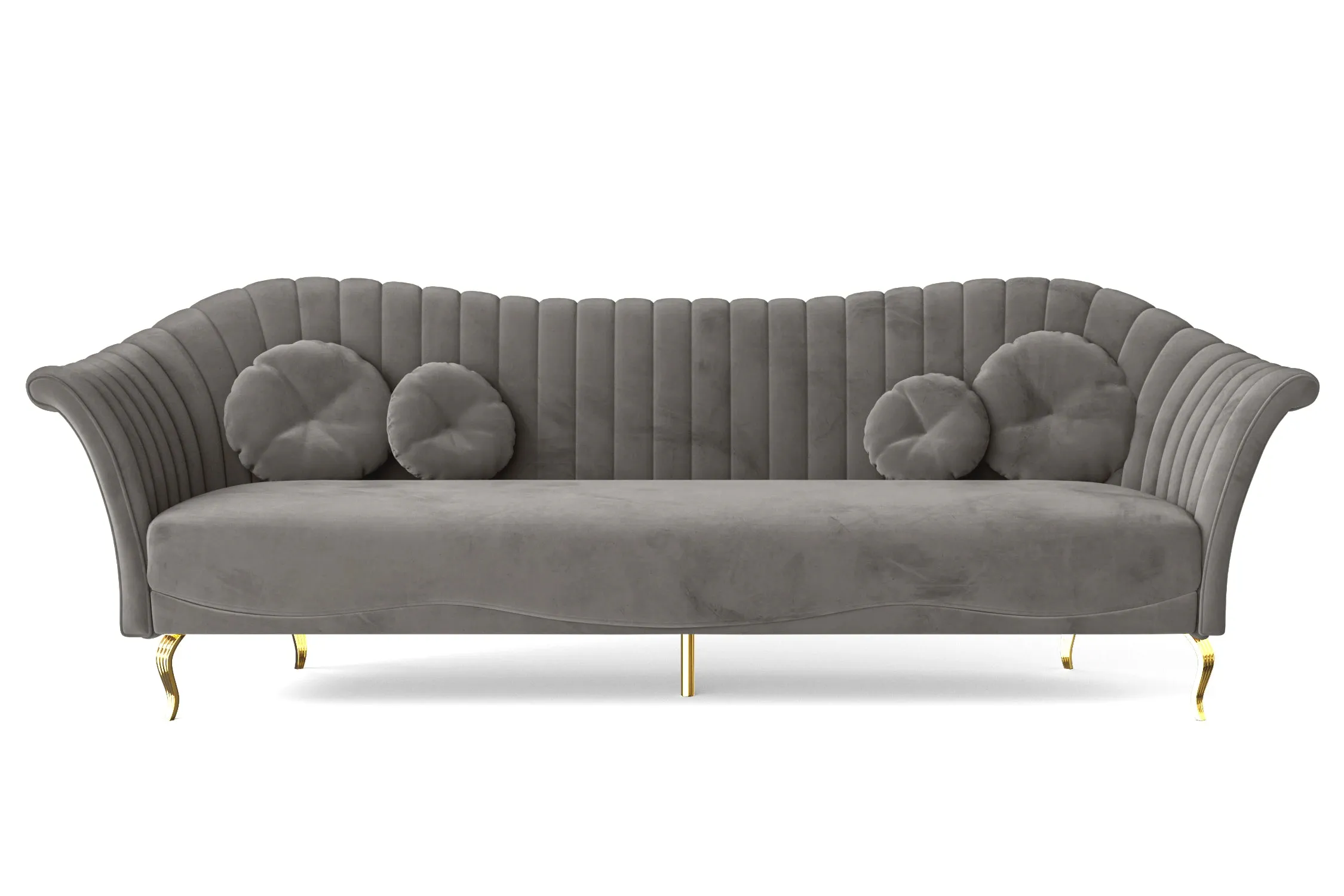 Milan 4 Seater Sofa Grey Velvet