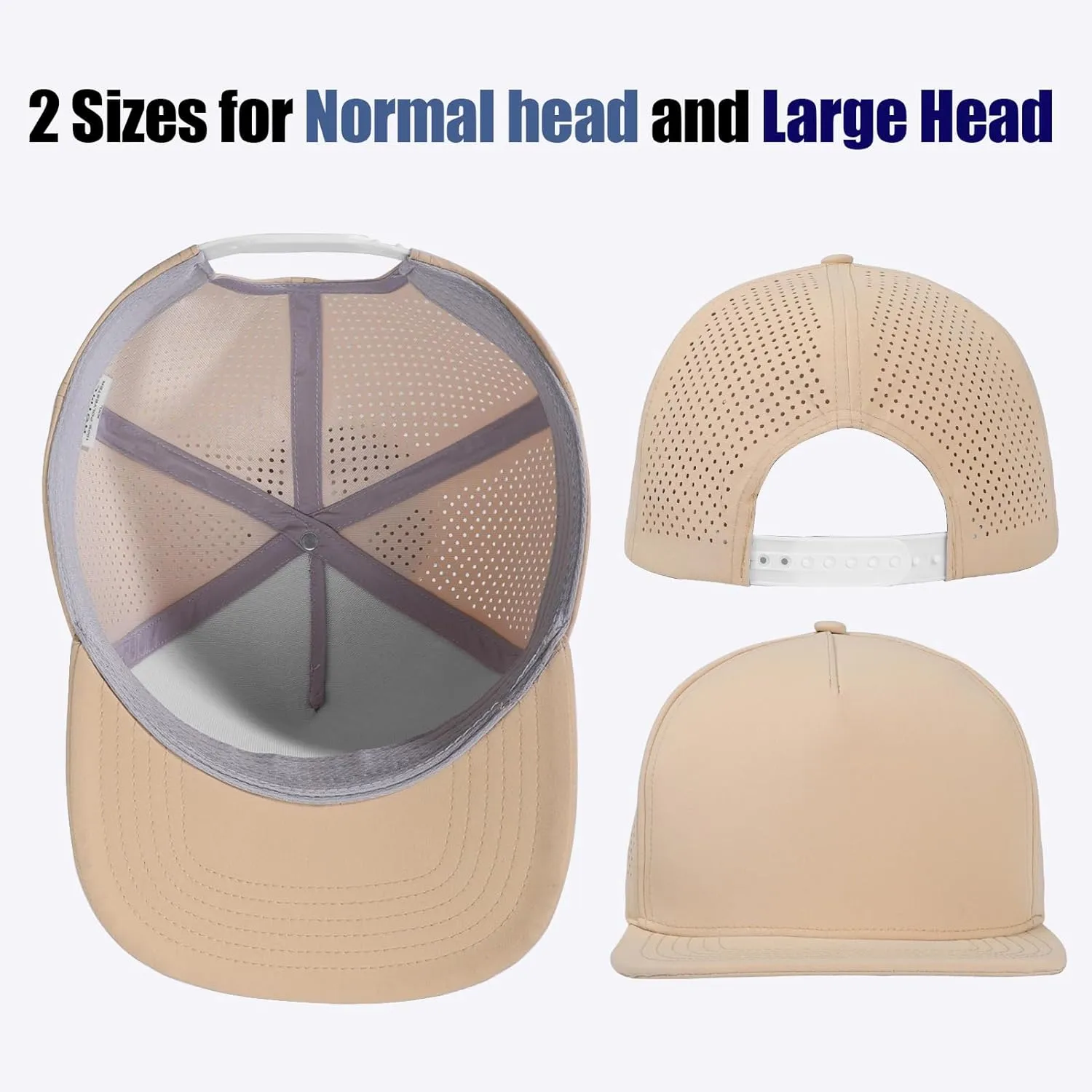 M/L/XL/XXL Oversize Flat Bill Baseball Cap for Men Women Quick Dry Snapback Hats Summer Mesh 5 Panel Cap