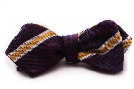 Navy, Red & Yellow Striped Shantung Silk Bow Tie