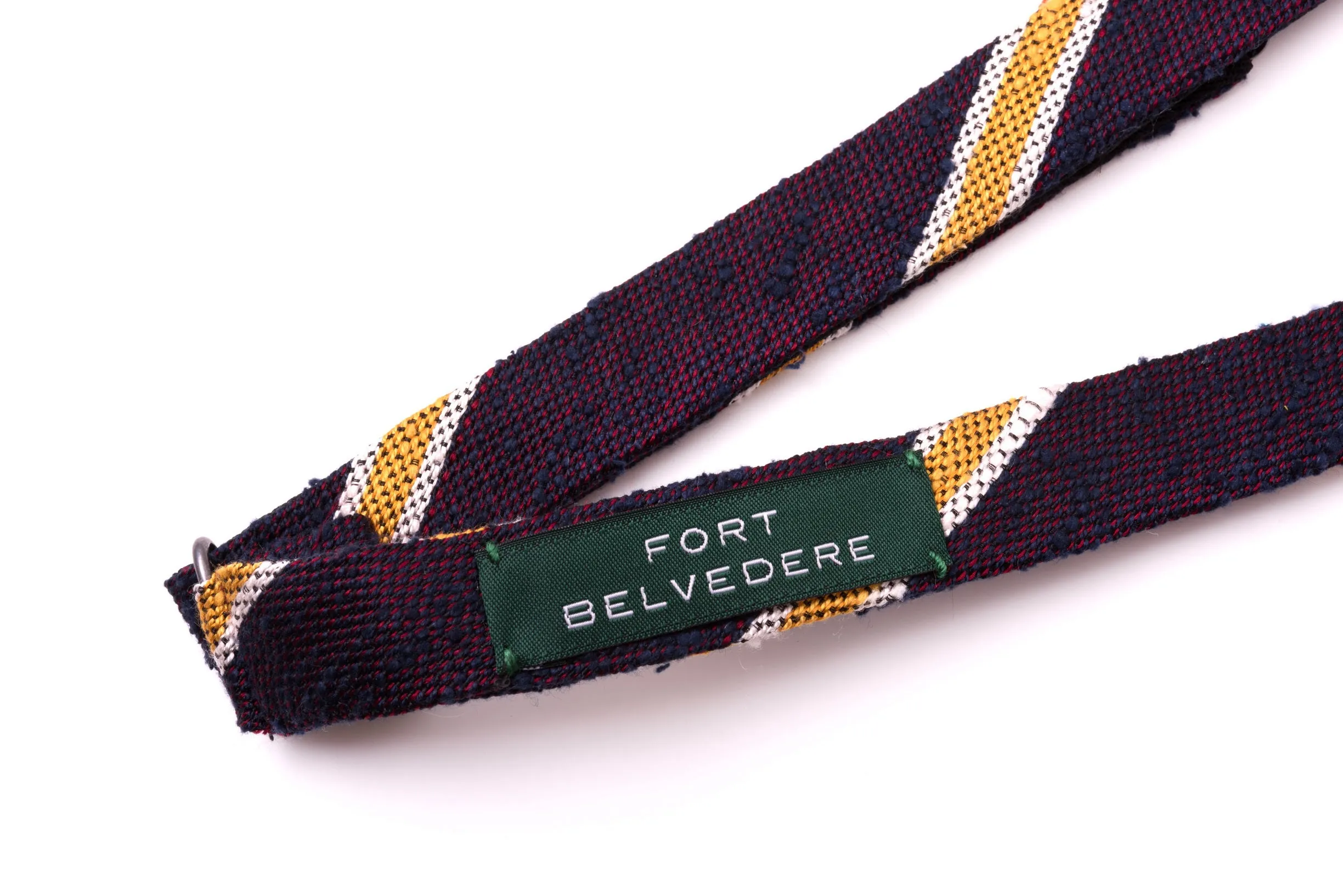 Navy, Red & Yellow Striped Shantung Silk Bow Tie