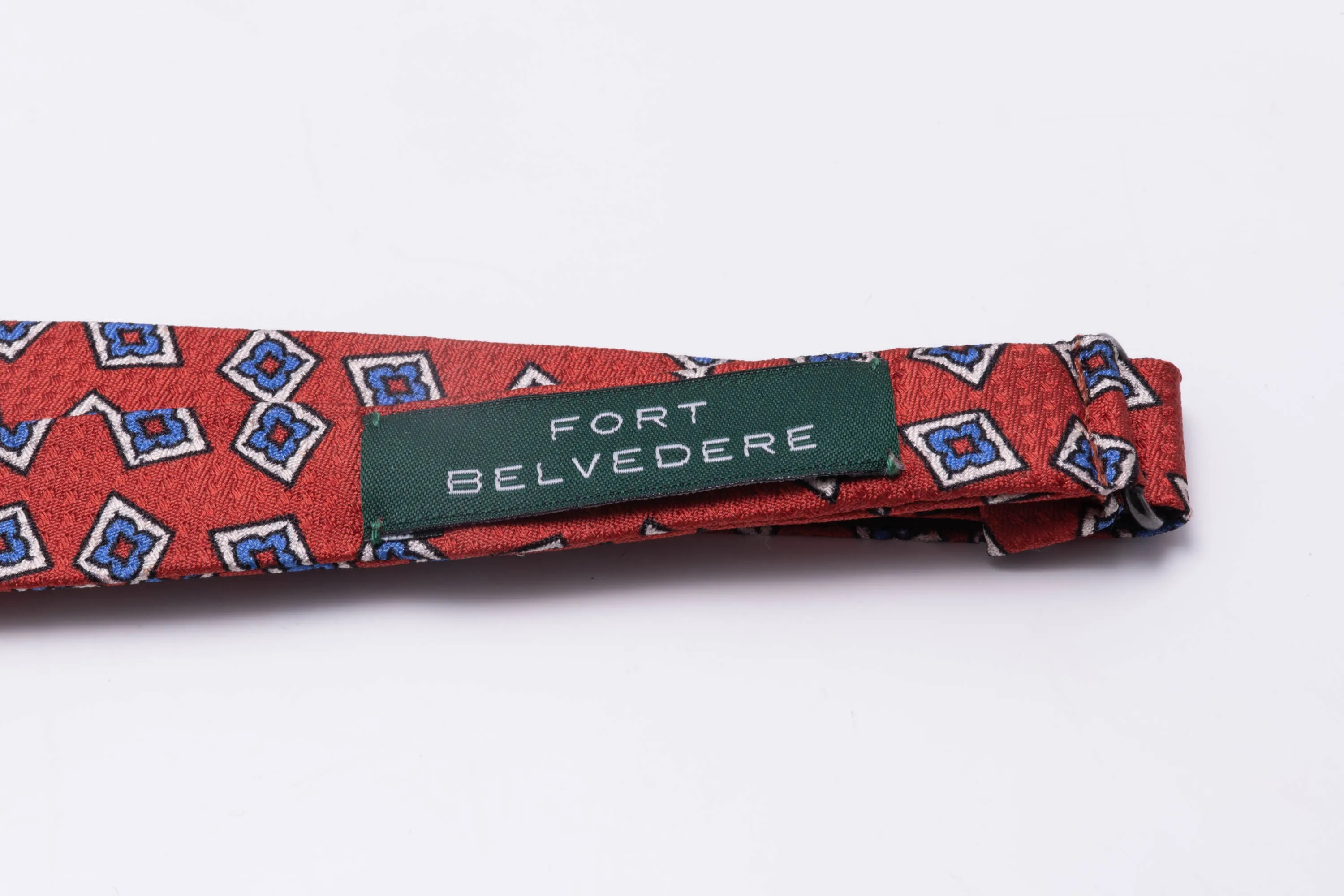 Orange Red Diamond Pattern Jacquard Woven Bow Tie