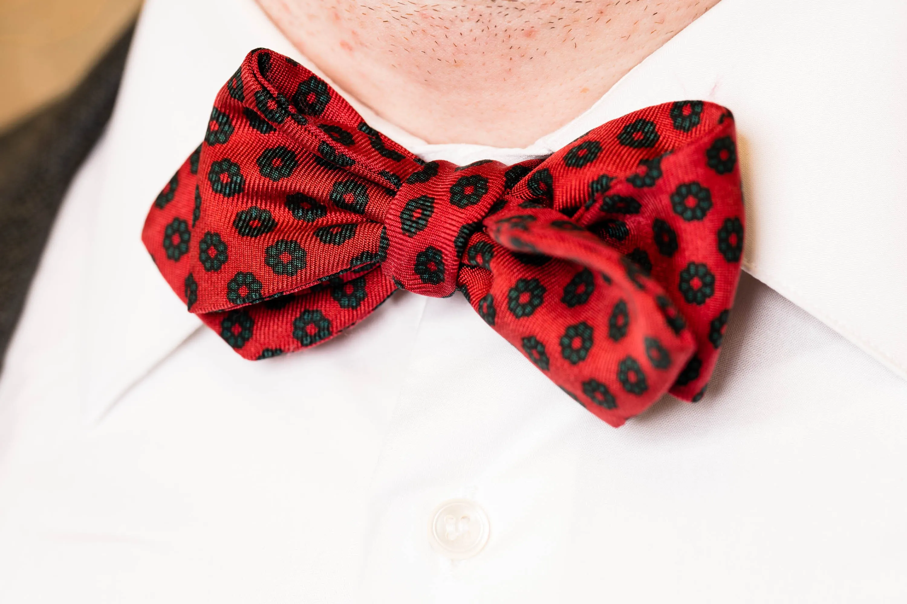 Orange Red Diamond Pattern Jacquard Woven Bow Tie