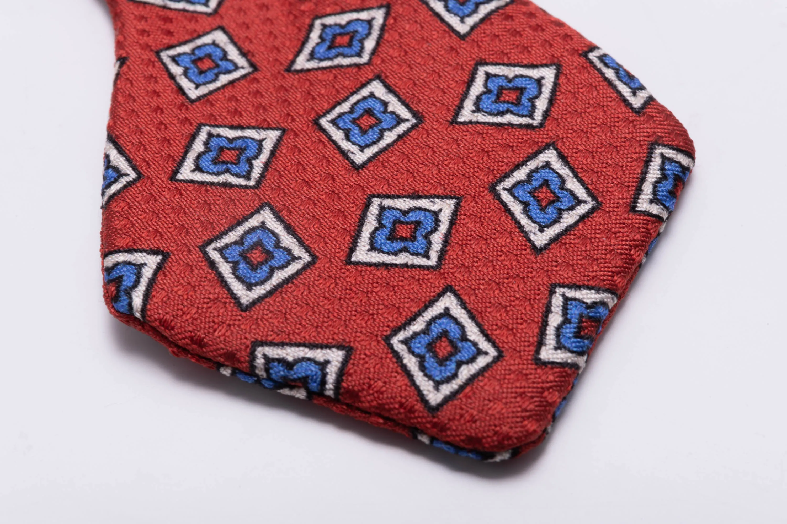Orange Red Diamond Pattern Jacquard Woven Bow Tie
