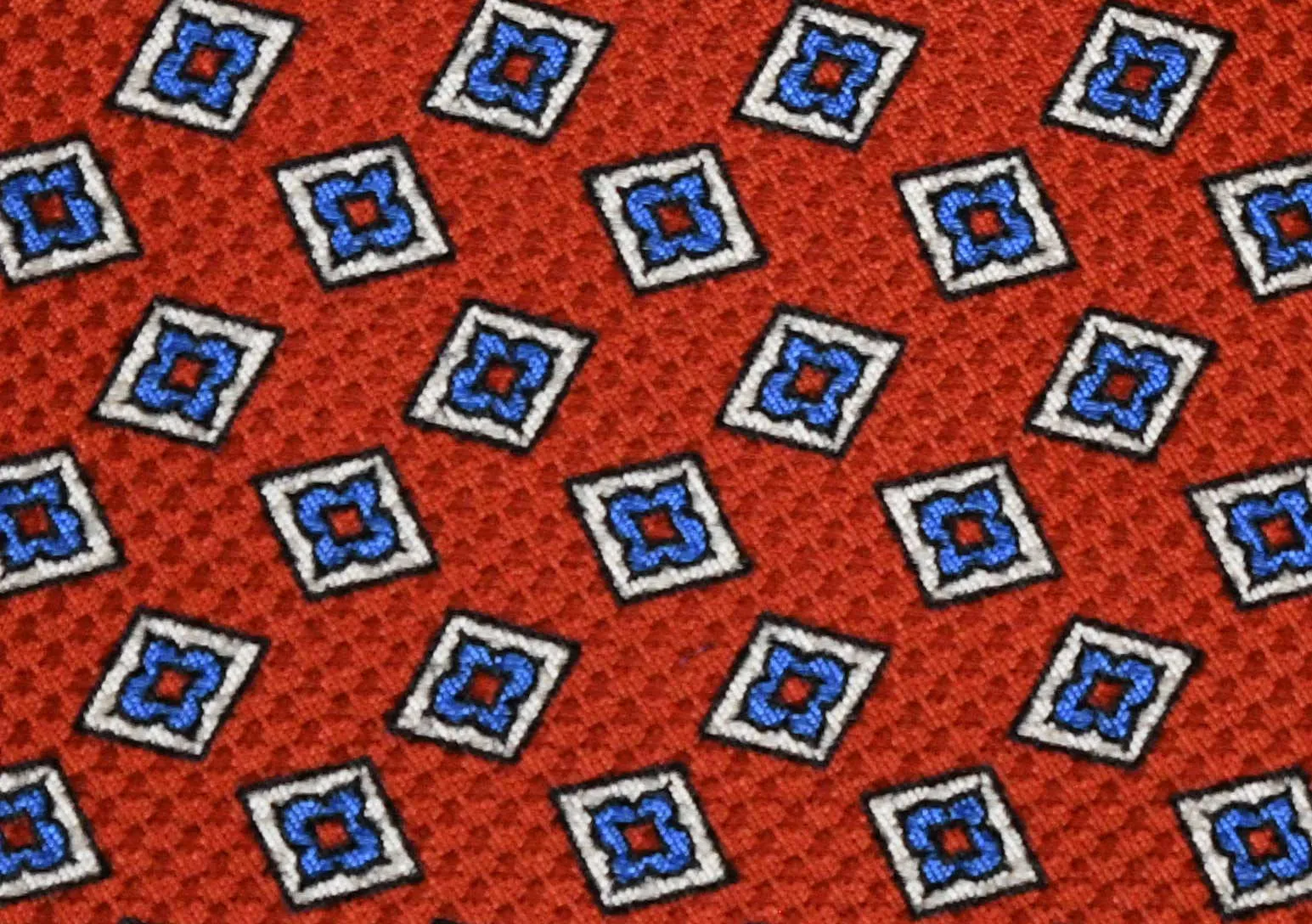 Orange Red Diamond Pattern Jacquard Woven Bow Tie