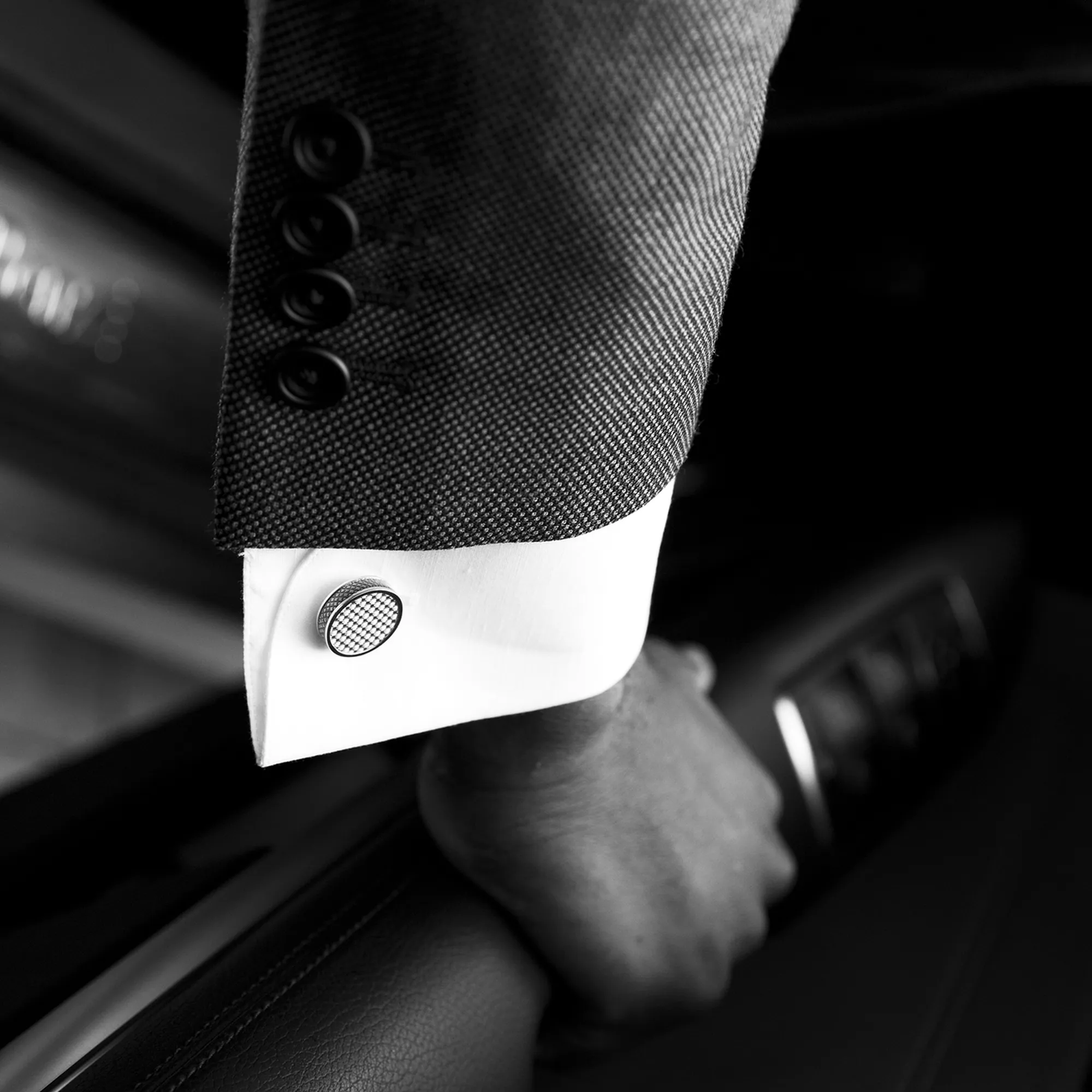 Palladium Tablet cufflinks with grey alutex