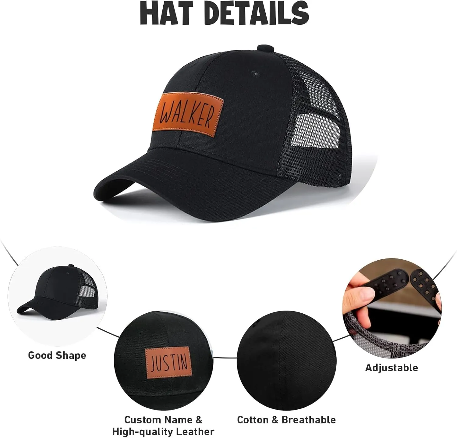 Personalized Toddler Hat: Custom Name Baseball Cap with Adjustable Snapback, Baby Gift Trucker Hat for Kids Adults