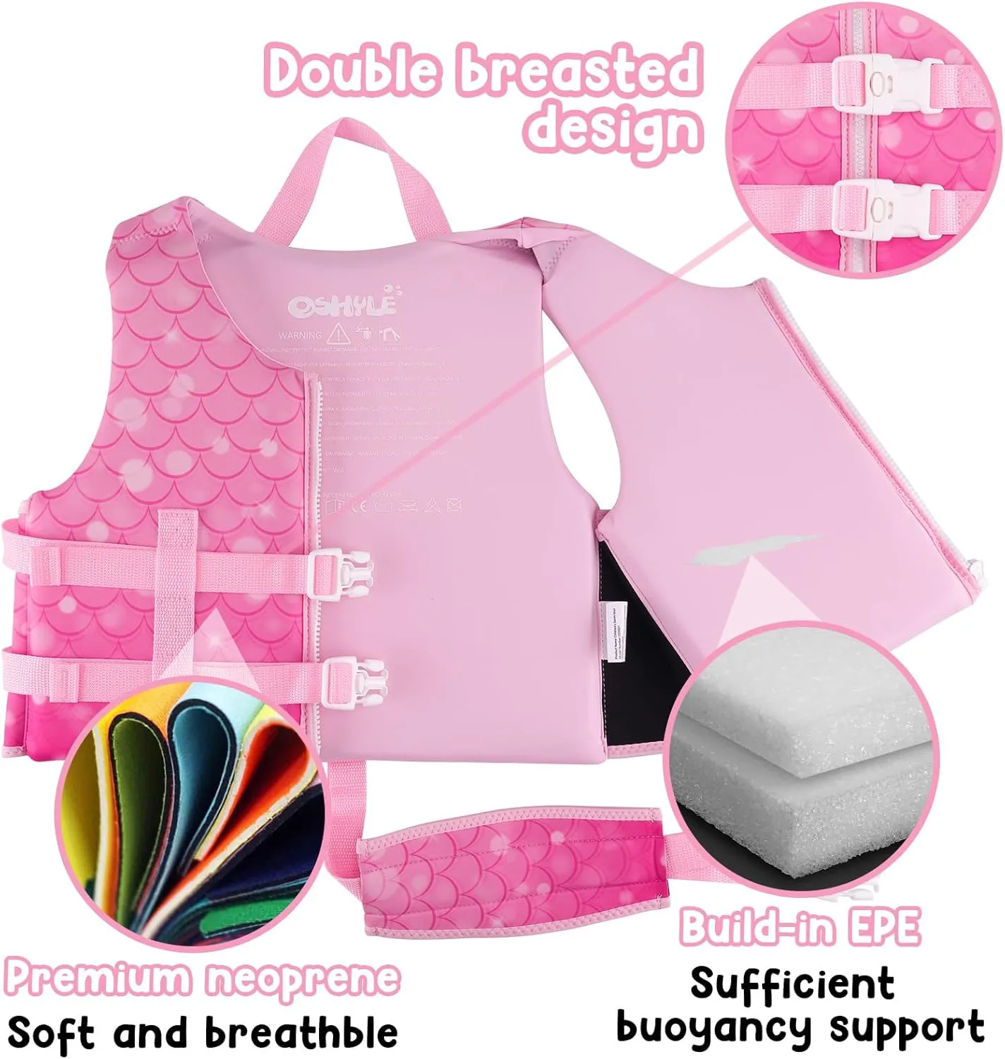 Premium Neoprene Swim Vest for Kids - with Adjustable Safety Straps Age 1-9,Ideal Buoyancy Swim Aid for Boys, Girls, and Toddlers
