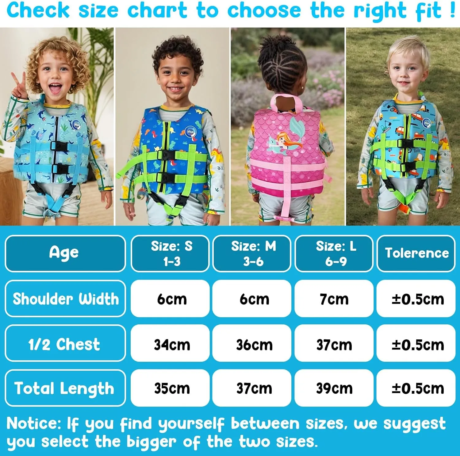Premium Neoprene Swim Vest for Kids - with Adjustable Safety Straps Age 1-9,Ideal Buoyancy Swim Aid for Boys, Girls, and Toddlers