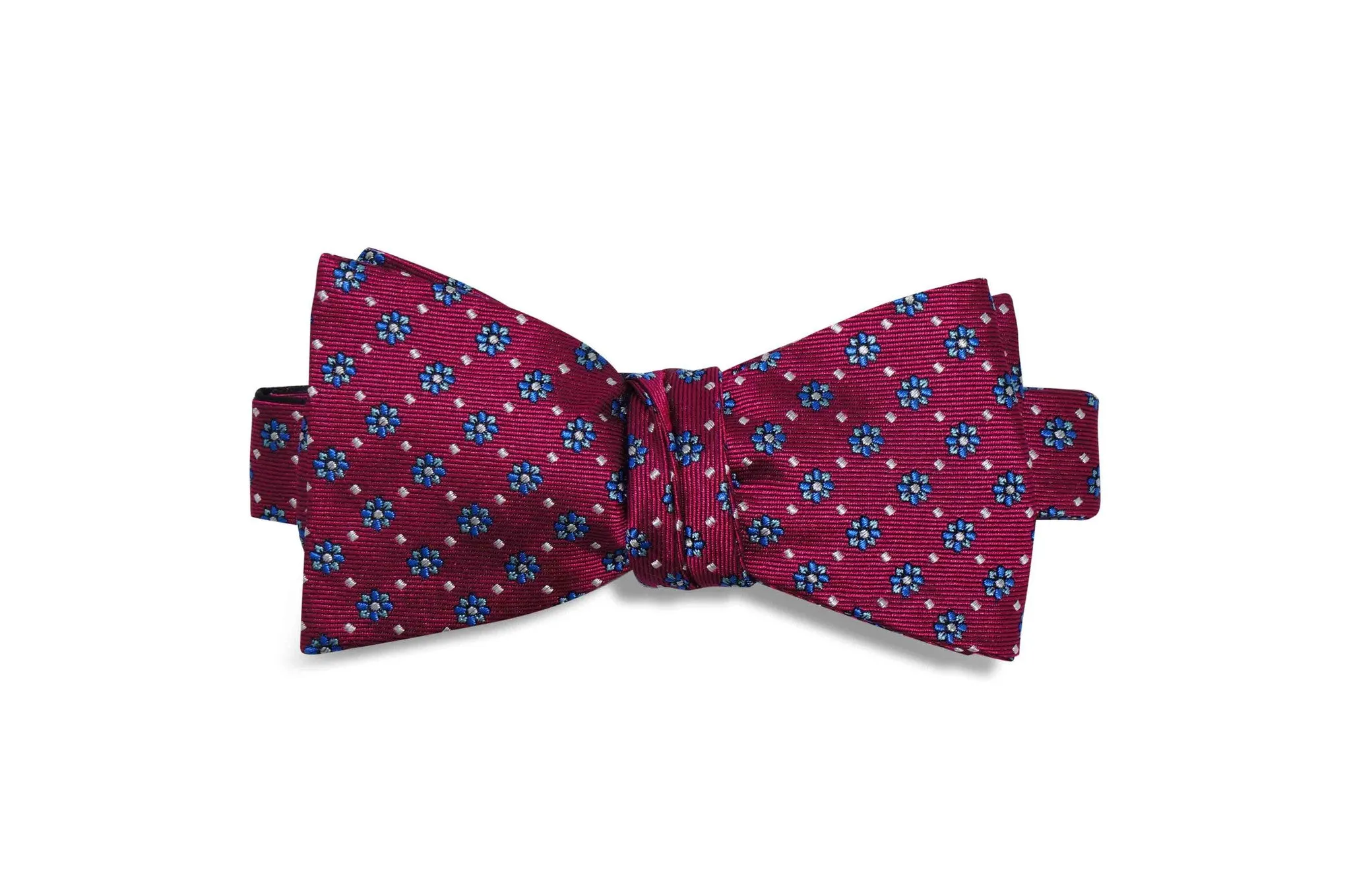 Raspberry Flowers Silk Bow Tie (self-tie)