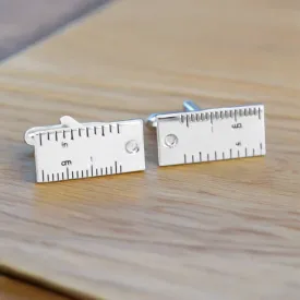 Rectangular Ruler Cufflinks in silver (Online Exclusive)