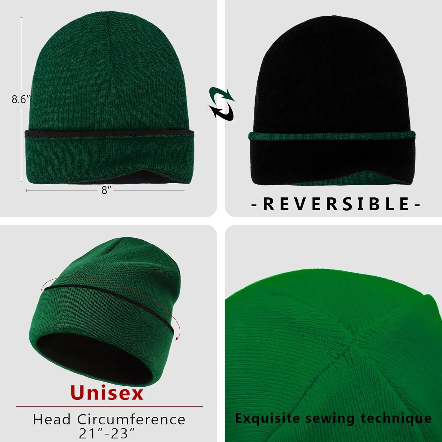 Rosoz Beanie for Men Women Winter Hats Reversible Soft Warm Cuffed Beanie Knitted Skull Cap Unisex