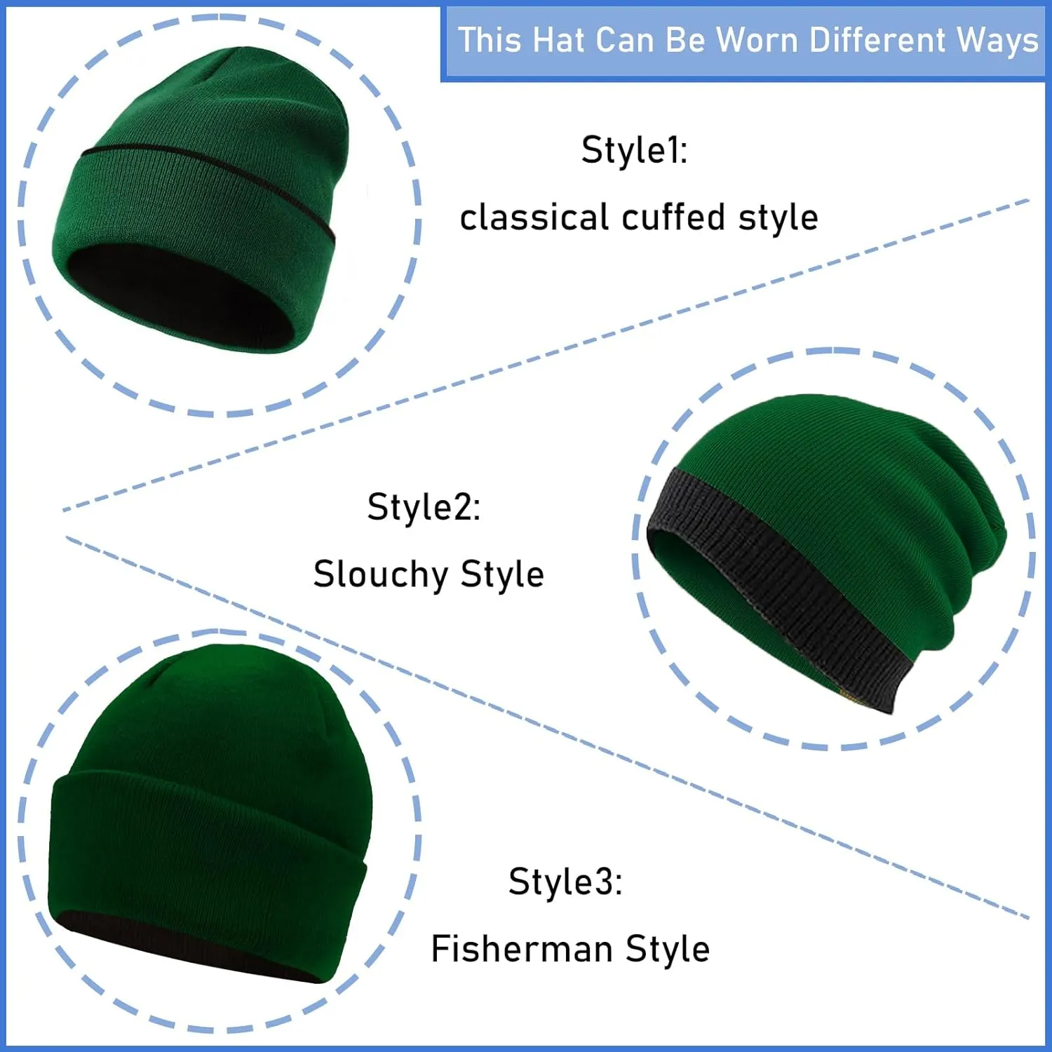 Rosoz Beanie for Men Women Winter Hats Reversible Soft Warm Cuffed Beanie Knitted Skull Cap Unisex