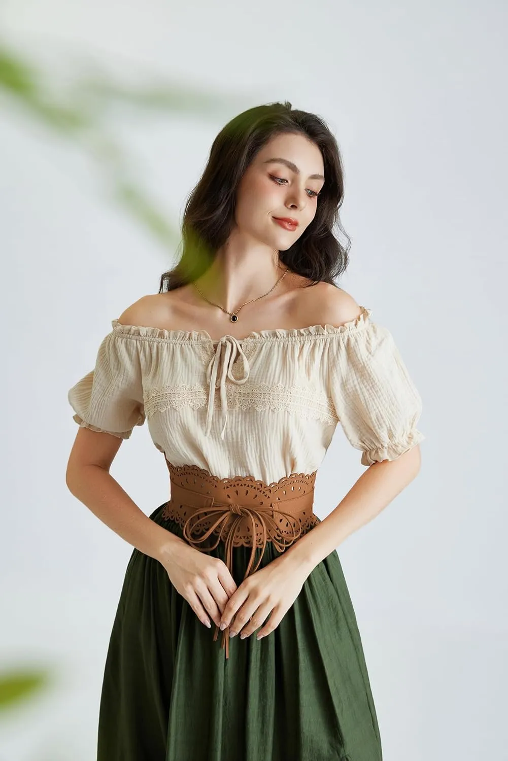 Scarlet Darkness Corset Belt for Women Wide Renaissance Belt Bow Tied Suede Cinch Belts