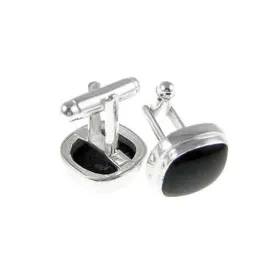 Silver Onyx Oval Cufflinks