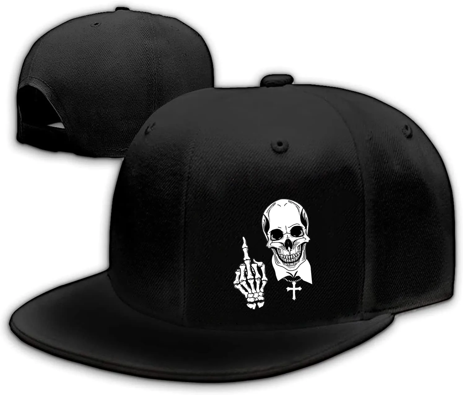 Skull Hat Flat Bill Hats for Men Boys Skeleton Cap USA American Flag Black Mens Snapback Hats Flat Brim Snap Backpack