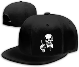 Skull Hat Flat Bill Hats for Men Boys Skeleton Cap USA American Flag Black Mens Snapback Hats Flat Brim Snap Backpack