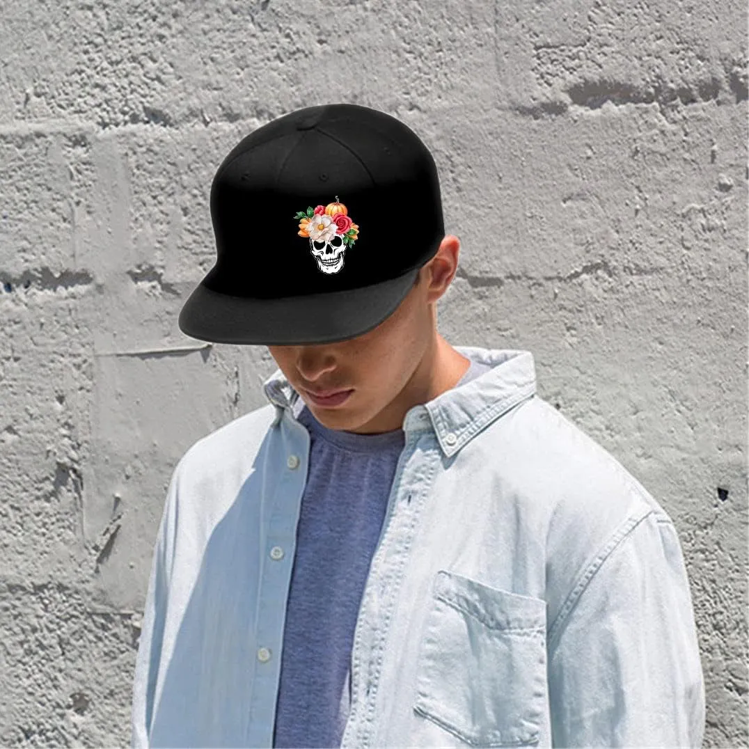 Skull Hat Flat Bill Hats for Men Boys Skeleton Cap USA American Flag Black Mens Snapback Hats Flat Brim Snap Backpack
