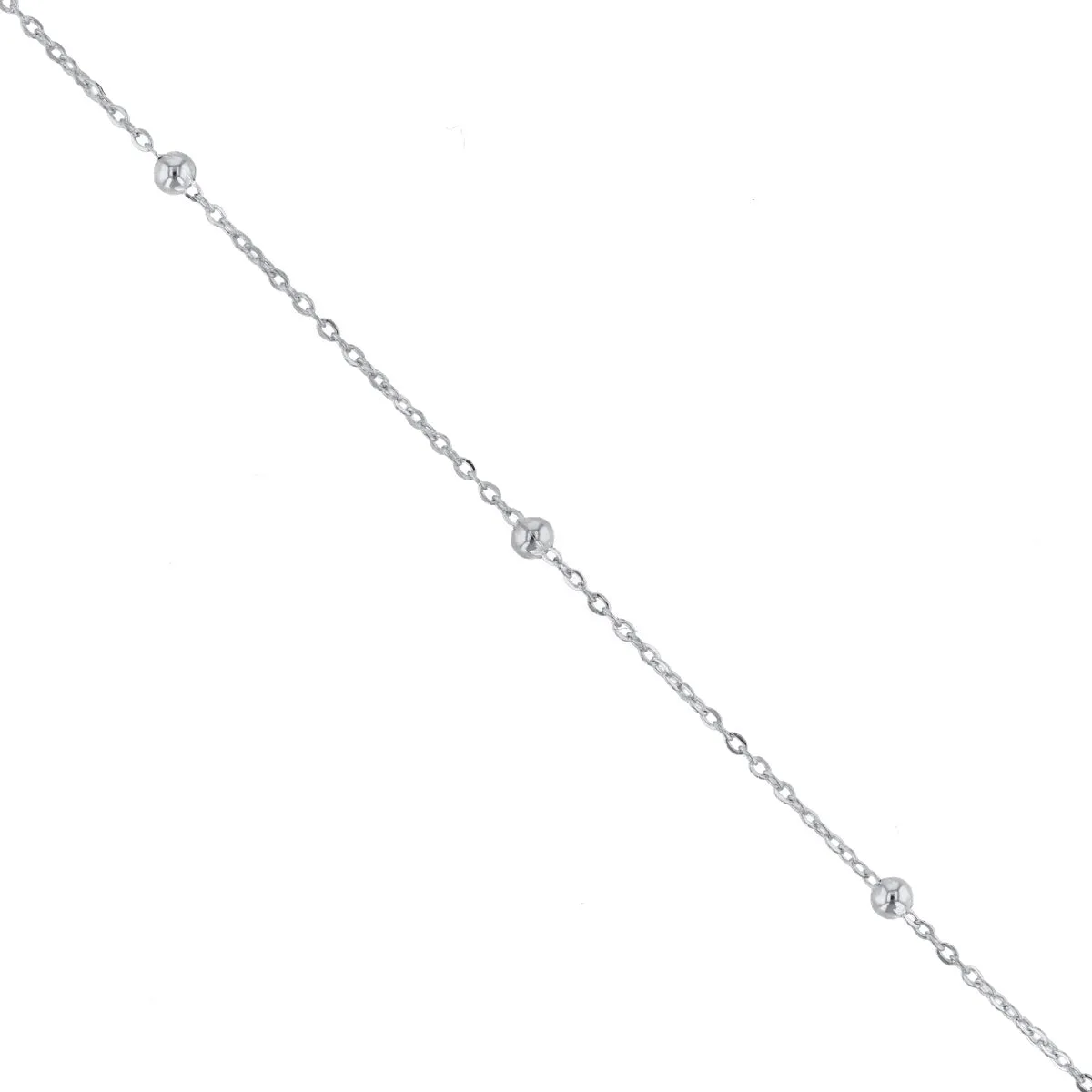 Soleil Collection Trace & Bead 10" Anklet | 9K Solid White Gold