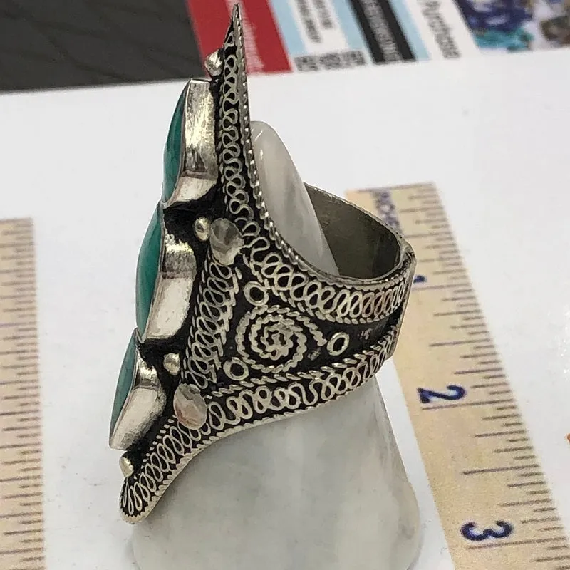Three Stones Tribal Kuchi Statement Ring