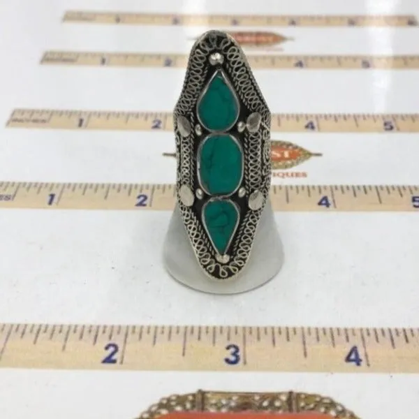 Three Stones Tribal Kuchi Statement Ring