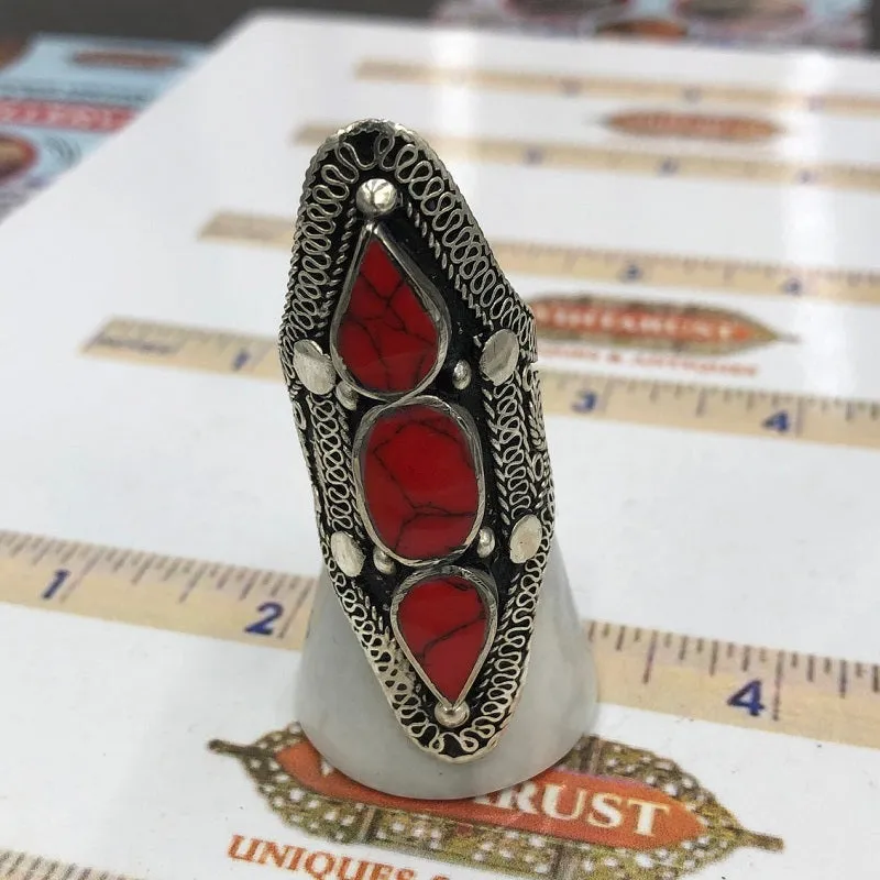 Three Stones Tribal Kuchi Statement Ring