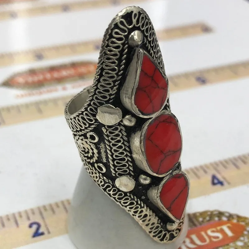 Three Stones Tribal Kuchi Statement Ring